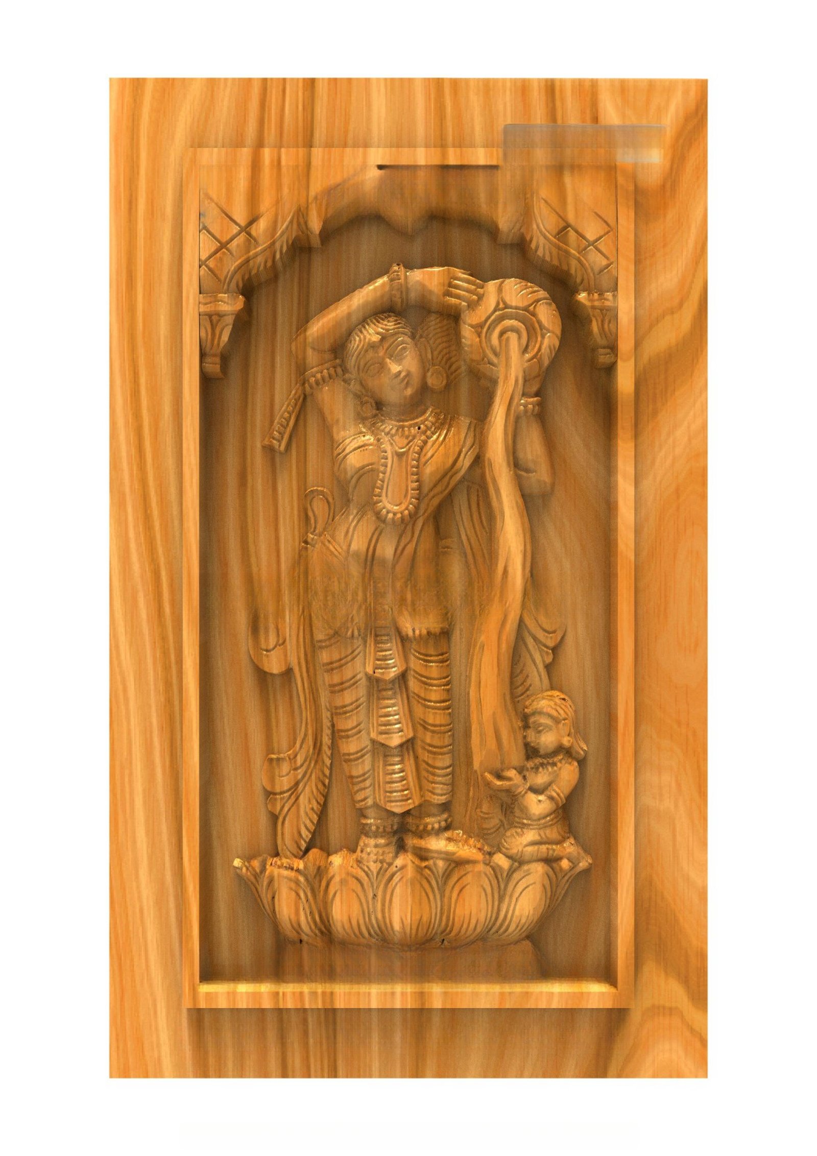 GSK DELITE DOORS - DL-27 Divine Lady Pouring Water Relief Carving Door 3D Model